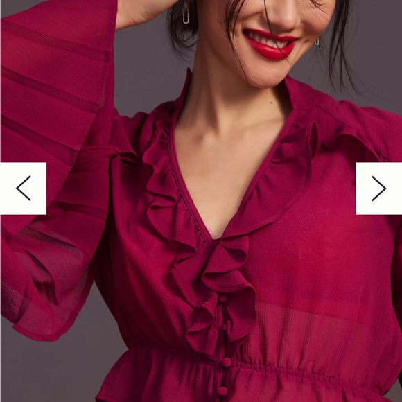 EUC Anthropologie Sheer V-Neck Blouse - Picture 5 of 7